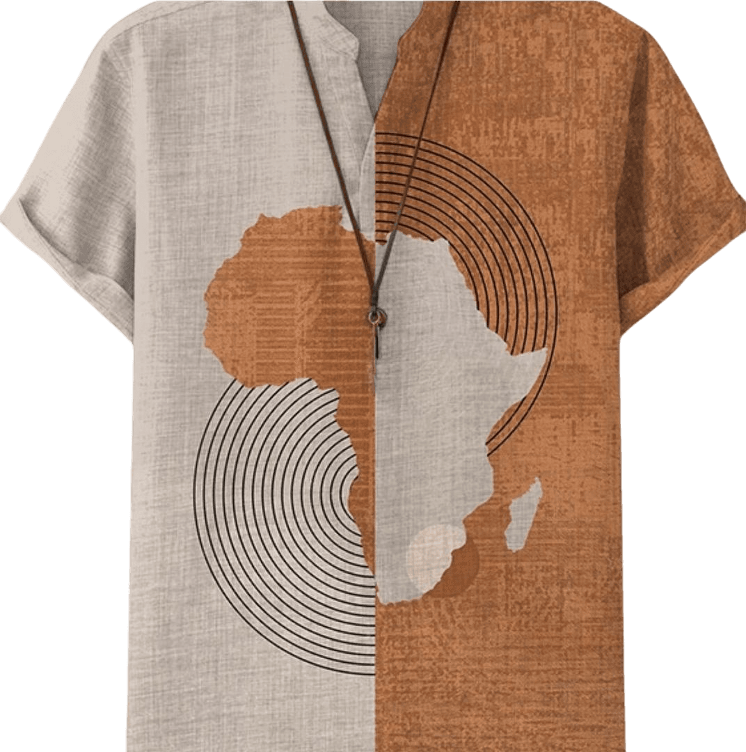 Chemise UKEI aux motifs inspirés de la carte de l’Afrique